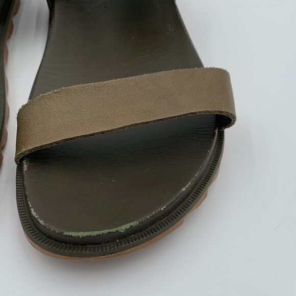 Sorel Roaming Decon olive green leather strap sandals Womans size 9 - Picture 3 of 11